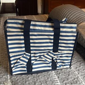Thirty One Striped Blue and White Tote Bag NWT